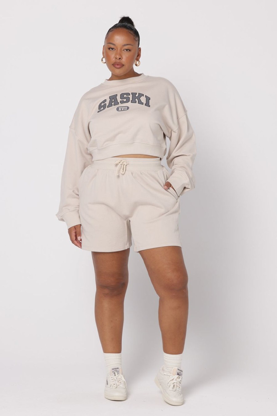 Clothing SASKI | Cropped Varsity Sweat | Stone