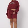 Clothing SASKI | Cropped Varsity Sweat | Burgundy