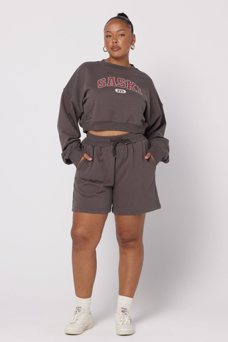 Clothing SASKI | Cropped Varsity Sweat | Slate